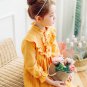 SALE Fall Yellow Thanksgiving Dress High Quality Linen Mid-calf Length Orange Dress for Girls