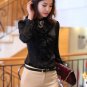 Fall Season Thanksgiving Black Blouse Ruffled Lace Blouses Office Work Blouses