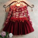 SALE Red Wine Color Christmas Dress for Little Dress for Burgundy with Golden Trim Red Ruffled Dress