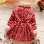 Fall Season Outfit for Infant Girls Printed Little Flowers Wool Red Trench Coats for Girls