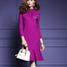 Hot Pink Dress for Women Mermaid Style Hem Half Turtleneck Formal Dress for Women