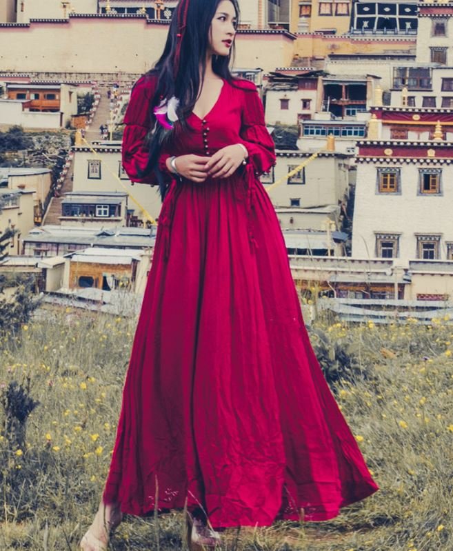 Ankle Length Burgundy Dress for Teenage Girls Size 6 Womens Maxi Dress