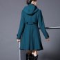 Rsslyn Teal Blue Dress Coat Turtleneck Trench Coat Hooded Coats