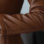 Very Soft Fur Brown Leather Jackets FREE SHIPPING Brown Leather Trench Coats for Women