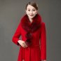 Royal Blue Trench Coats for Women Removable Fur Collar Elegant Women Long Blazers