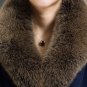 Royal Blue Trench Coats for Women Removable Fur Collar Elegant Women Long Blazers