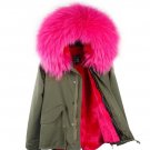Green Parkas for Women Skiing Rabbit Fur Hood Super Parkas for Winter Ready to Ship Winter Coats