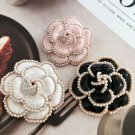 Fashion Elegant Camelia Brooch Black Pearls Brooch for Women Fancy Brand CC Jewelries