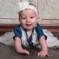 Free Denim Headband for Cute Western Denim Dress for Infant Girls Embroidery Bodice Dress for Infant