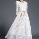 Medium White Bridal Dress Lacy Bridesmaids Maxi Dresses Fashion White Dress for Women