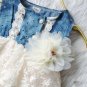 SALE Soft Pink Denim Dress for Infant Dress Lace Waist Ivory Pink Tutu Dress for Spring