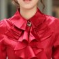 New Women Spring and Summer Fashion Style Tops Blouse -Red Ruffled Top Blouse
