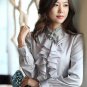 White Ruffled Blouses for Women Mandarin Collar Vintage Silk Blouses for Women