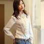 White Ruffled Blouses for Women Mandarin Collar Vintage Silk Blouses for Women