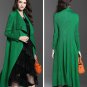 Outerwear Green Long Cardigan for Women Super Fold Big Lapel Fashion Style for Women