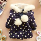 READY TO SHIP Navy Blue Jackets for Baby Girls with Big Bow Hooded Polka Dots Kids Jackets