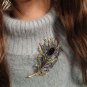 RSS Boutique Scarf Brooch for Women One Peacock Brooch Feathers