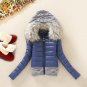 Free Shipping Mintgreen Knitted Splicing Stylish Removable Fur Hood Long Sleeve Women's Down Coat