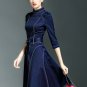 Blue Denim US SIZE 6-8 Denim Dress High Quality Clothing for Women with Denim Belt Mandarin Collar