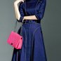 Blue Denim US SIZE 6-8 Denim Dress High Quality Clothing for Women with Denim Belt Mandarin Collar