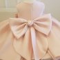 Free Ship Luxury Pink Christening Gowns for Baby Girls Dress Pearl Crystal Collar w/ Big Bows