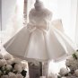 Free Ship Luxury Pink Christening Gowns for Baby Girls Dress Pearl Crystal Collar w/ Big Bows