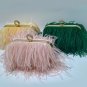 Free Shipping Real Ostrich Feathers Handbag Bridesmaids Evening Bags Bridal Diamond Clutch