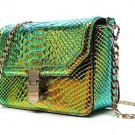 High Quality Small Green Clutch Green Purse for Women Snake Pattern Change Color