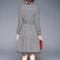 Women's Gray Dress Houndstooth Pattern Checkered Plaid Design Small Size Dress