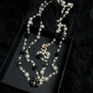 Rsslyn Ready for Shipping Luxury Type Pearl Necklaces with Matching Black CC Brooch