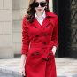 Same as Picture Red Winter Coats for Women Ready to Ship XL Red Trench Coats with Shoulder Buckles