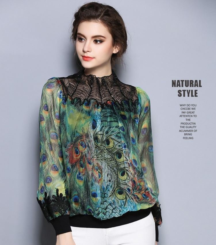 RSS Boutique New Fashion Tees for Women US Size 8 Blouses for Women Peacock Tops for Women