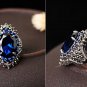 New Trendy Red Crystal Party CZ Rings for Women Size 6 Rings Antique Silver Rings