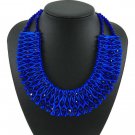 Royal Blue Necklaces for Women Royal Blue Silk Chokers for Women Fashion Trendy Bib Statement