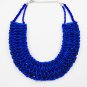 Royal Blue Necklaces for Women Royal Blue Silk Chokers for Women Fashion Trendy Bib Statement
