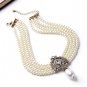 Dazzling Bride's Necklace Four Layers Vintage Style Ivory Pearl Beads Chokers for Women