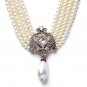 Dazzling Bride's Necklace Four Layers Vintage Style Ivory Pearl Beads Chokers for Women