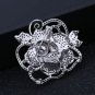 Silver Rose with One Giant Pearl Silver Brooch for Women Wedding Pins and Brooches