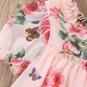 Sleeveless Pink Dress for Summer Spring Dress Cute Floral Baby Girls Dress with Floral Headband