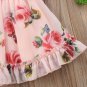 Sleeveless Pink Dress for Summer Spring Dress Cute Floral Baby Girls Dress with Floral Headband