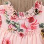 Sleeveless Pink Dress for Summer Spring Dress Cute Floral Baby Girls Dress with Floral Headband