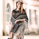 Black Winter Wraps for Women Colorful Triangle Shawls Winter Wool Wraps for GrandMa