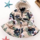 24 Months Baby Girls Parka Beige Jackets for Girls Cotton Duck Down Hooded Printed Floral Jackets