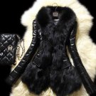 Pretty Black Jackets for Women Faux Rabbit Fur Coats for Women Black Leather Jackets