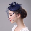 Mesh Fascinator for Women Affordable Navy Blue Sheer Hats for Women-Wedding Accessories
