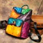 Multicolor Backpacks for Women Roomy Traveling Bags for Women Real Leather Knapsacks for Men