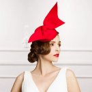 Tall Red Fascinators Elegant Hats for Women European Women Red Pillbox Fascinators Lady Accessories