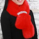 New 2020 Scarves for Women with Rhinestone Ring Holder Red Fur Scarfs-Red Neck Warmers