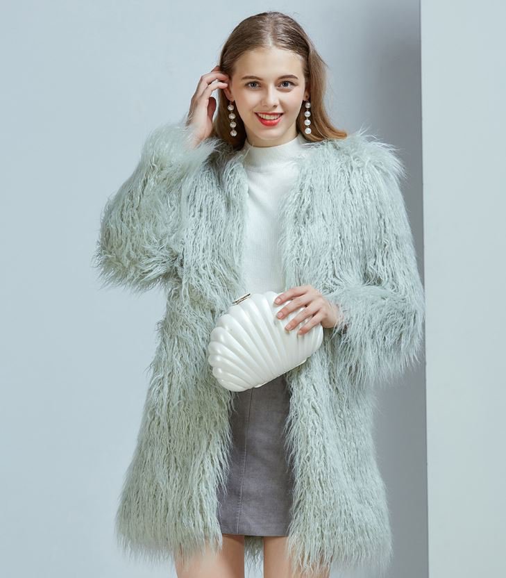Pretty Mint Green Coats Mintgreen Jackets Shaggy Fall Spring Season FREE Clutch