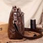 Brown Leather Bags 8 Pockets Real Leather Bags for Women Durable Convertible Small Bags LMF24-191